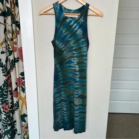 Raquel Allegra Navy Tie-Dye Tank Dress Blue Green Size 0 - Picture 2 of 7